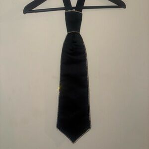 AREA Black Tie with Sparkling Crystal Trim